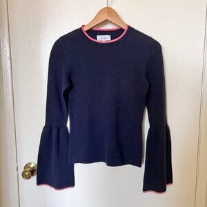 & Other Stories Navy Blue Wool Blend Bell Sleeve Knit Sweater S​​​​​​​​​